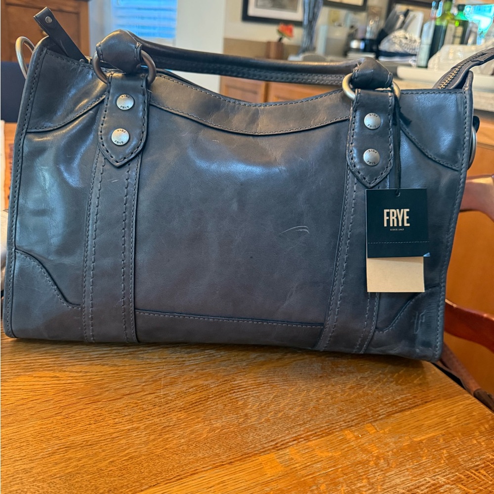NWT FRYE AND CO MELISSA WASHED LEATHER SATCHEL CARBON